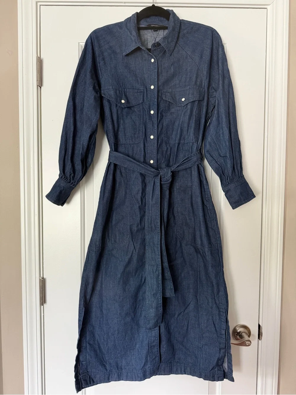 Banana Republic belted denim midi dress